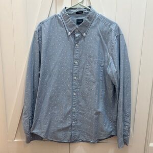 J. Crew Men's Light Blue Patterned Casual Shirt